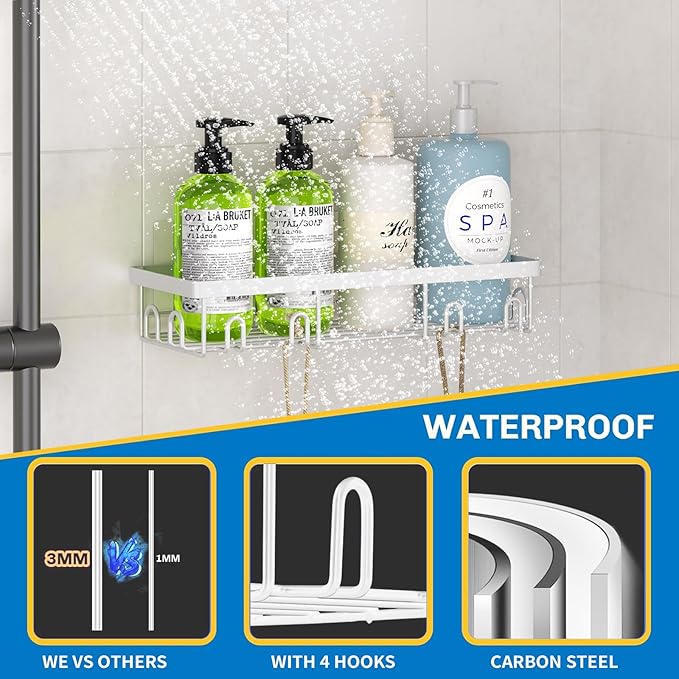 Shower Caddy 9 Pack,Adhesive Organizer for Bathroom Decor Accessories & Kitchen Storage,No Drilling,Large Capacity,Rustproof Stainless Steel Organizer,Home Decor Shelves