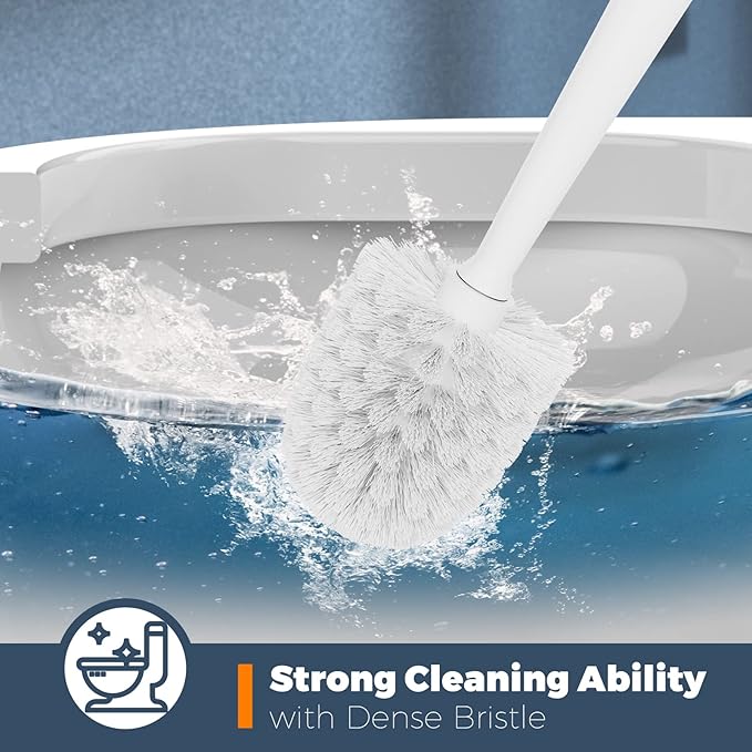 Toilet Brush, 3 Pack Toilet Brushes for Bathroom with Holder, Bathroom Accessories Toilet Bowl Brush with 3 Clean Brush, Toilet Scrub Brush, Toilet Brush Set for Deep Cleaning, White