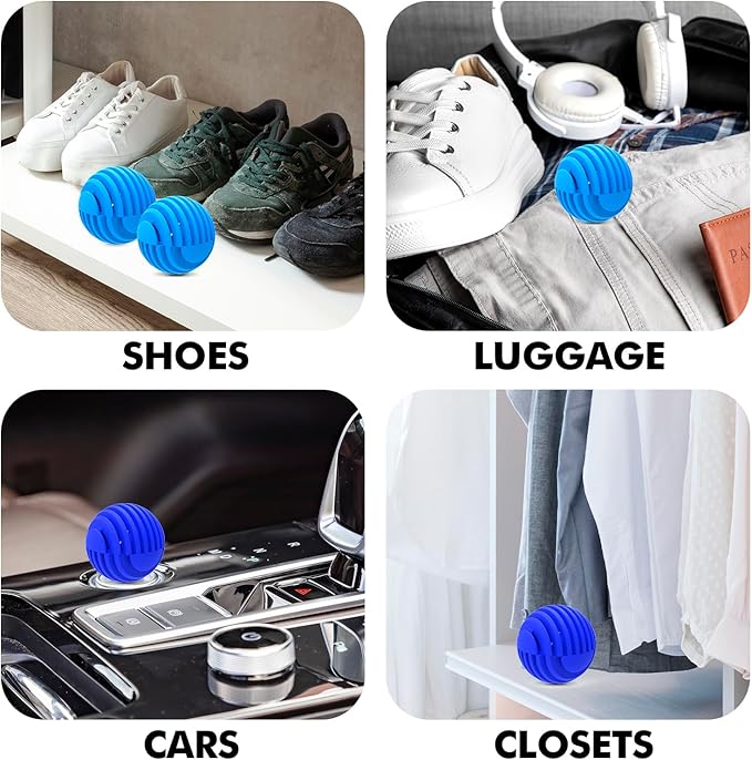 Sneaker Deodorizer Balls 12 Pack, Linen and Escape Scent, Odor Eliminator Balls for Closet Car Gym Bag, Long Lasting Small Space Air Freshener With Essential Oil
