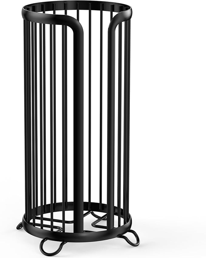 Bunoxea Toilet Paper Holder Stand, Freestanding Toilet Tissue Organizer, Minimalistic Storage Solution, Reserve Mega Rolls-Modern Black