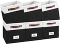 6-Pack Storage Cubes with Handles & Label Holders Basket, Closet Cube Home Organizer Bins(White/Black, 10.5 x 10.5 x 11 inch)