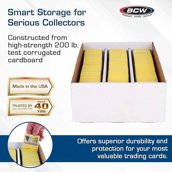 BCW Super Shoe Storage Box – 3 Pack | Cardboard Organizer for Trading, Gaming & Collectible Use | Holds 3,000 Standard or 600 3x4 Toploaders | Assembly Required