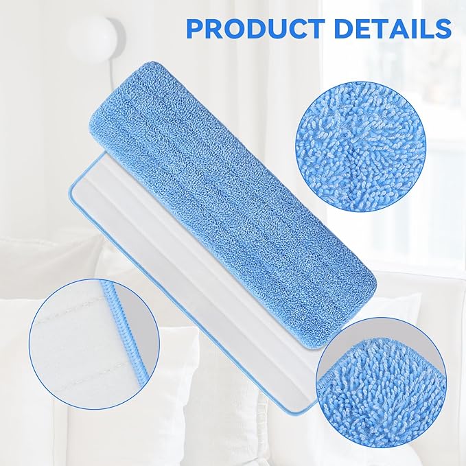 Microfiber Mop Pad for Rubbermaid Commercial 20 Inch Mop Head - 10 Pack Wet & Dry Commercial Cleaning Refills Reusable Mop Refills Fit for Any Microfiber Flat Mop System 18" to 21"