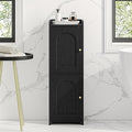 Bathroom Storage Cabinet, Small Corner Floor Cabinet with 2 Doors and Adjustable Shelf, Narrow Toilet Paper Cabinets, Bathroom Organizer for Small Spaces, 7.9" D x 9.8" W x 29.5" H Black