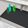 Silicone Under Sink Mat 22" x 19", Under Sink Mats for Kitchen Waterproof, Under Sinks Protector Liner Tray Organizer for Kitchen and Bathroom Cabinets, Black