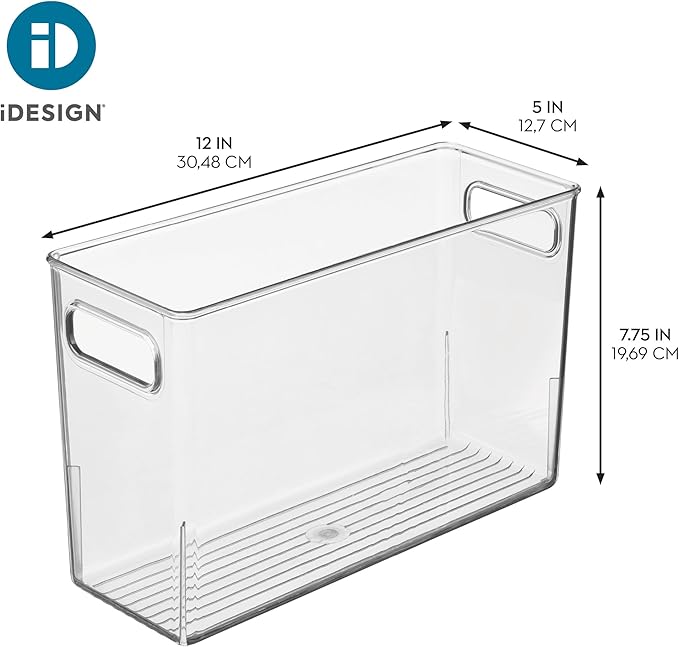 iDesign Tall Plastic Storage Bin with Handles for Fridge or Freezer - Set of 4 - Clear - Made in USA