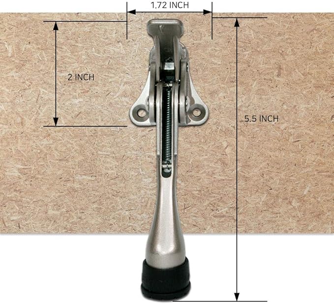One Touch Kickdown Door Stopper, Door Holder, Heavy Duty Door Stops, Bottom of Door, Height-Adjustable Rubber Tips by HASHI (Black 4 inch x 2pack)
