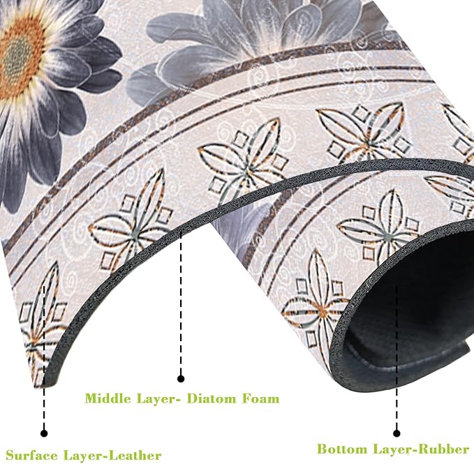 Sink Faucet Absorbing Mat Vintage Embroidery Flowers Sink Splash Guard Drying Mat for Kitchen Bathroom Faucet Sinkmat 15.5"X5.5"