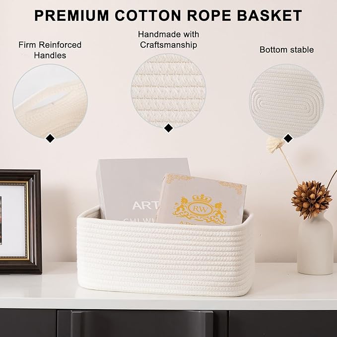 6 Pack Storage Baskets for Shelves, Small Baskets for Shelves, Cute Decorative Storage Bins, Organizer Basket for Gifts Empty, 11.8''Lx7.8''Wx4.7''H-White