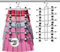 DAMITA Skirt Pants Hangers with Clips Space Saving Hanging Closet Organizer 6 Tiers Hanger with 360° Swivel Hook, Finger-Safe Design- College Dorm Room Apartment Essentials 1-Pack
