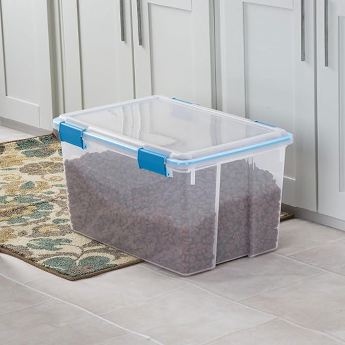 Sterilite 16-Pack Gasket Box, Weather-Resistant Storage Bins with Latching Lids, 54 Quart - Heavy-Duty Organizing Containers for Closet, Bathroom, and Office