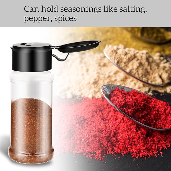 6 Pcs Plastic Spice Jars with Shaker Lids, 3 oz Seasoning Containers, Round Empty Spice Bottles Storage Clear Seasoning Bottles Storage Spice, Peppers, Salt for Spice Rack, Drawer, Cabinet