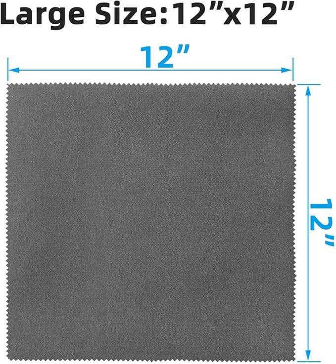 4 Pack Microfiber Gun Cleaning Cloth, 12"x12" Lint Free Gun Cleaning Rags, Reusable Microsuede Cleaning/Polishing Wipes Towels for Firearms, Knives and Scopes (Gray)