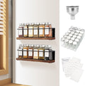Magnetic Spice Rack Organizer with 12 Jars, 216 Labels, 1 Steel Funnel for Refrigerator，Microwave Oven - Full Set of Seasoning Organizer, Kitchen Gadgets