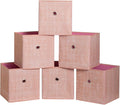 Foldable Storage Cubes Bins ,11 Inch Cloth Storage Cube Fabric Storage Box Cubes Organizer Baskets with Handles for Home Organizer Set of 6 (Cowboy Pink)