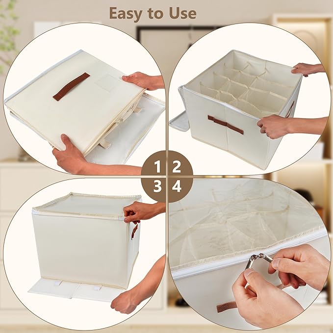 Shoe Organizer for Closet,2 Pack Shoe Storage Bins Foldable Shoe Storage Box Containers with Clear Cover and Sturdy Handles,Shoe Rack for Closet Storage for Sneakers Heels Slippers (Beige)