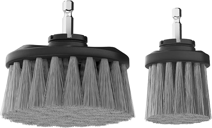 Dirt Devil Medium Bristle Cleaning Brush Set, 2 Piece, 2" and 3.5" Brushes Included, for Use on Showers, Porcelain and More, General-Purpose Cleaning, Scrubber Brush Drill Attachment for Cleaning