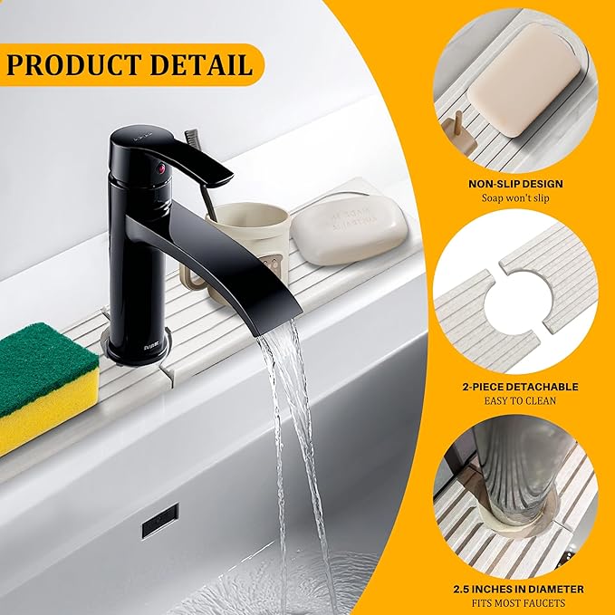 Faucet Mat for Kitchen Sink, Super Absorbent Faucet Splash Guard, Diatomite Stone Sink Tray, Kitchen Sink Splash Guard, Faucet Absorbent Mat for Bathroom Counter, Stone Drying Mat
