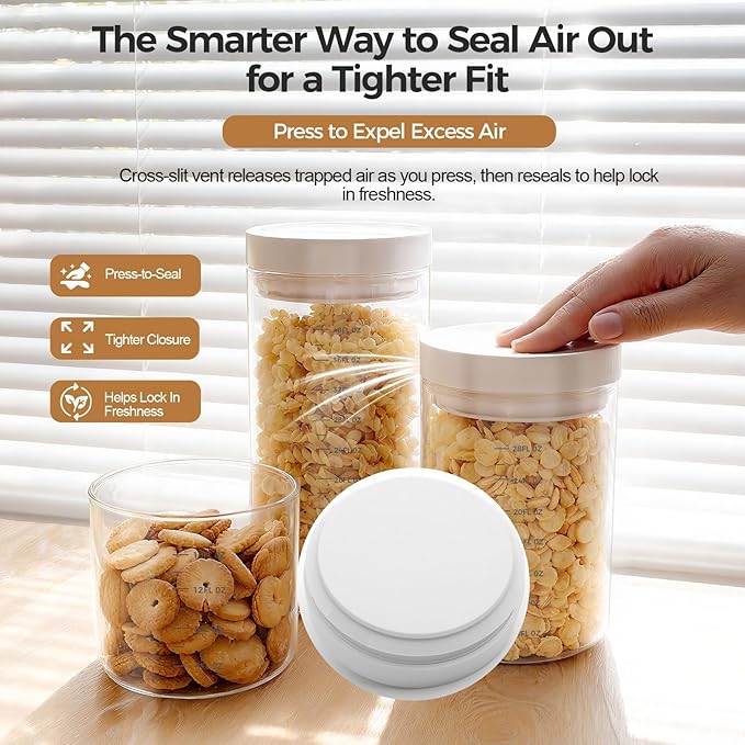 Danbark Set of 6 Mixed Sizes Airtight Glass Storage Canisters with Lids - Pantry Organizers and Storage Glass for Kitchen - for Pantry, Flour, Sugar, Coffee, Tea, Pasta, Rice, and Snacks - White