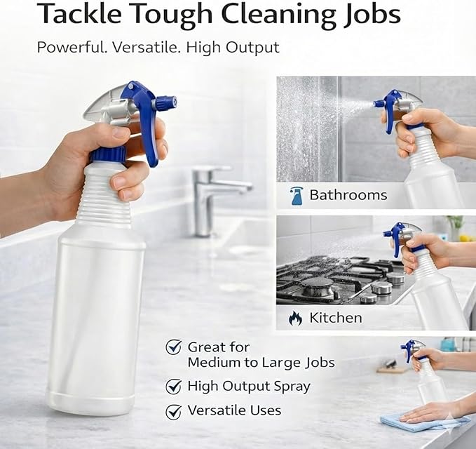 Bar5F Professional Sprayer 24-Ounce - 20 Foot Spray, Bleach Resistant, Adjustable Nozzle, All-Purpose, 3-Pack