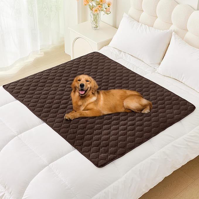 Smiry Waterproof Dog Bed Cover Blanket, Soft Reversible Pet Blanket, Washable Leakproof Cats Dogs Couch Cover for Sofa, Couch, Furniture, Plaid (40x50 Inch, Chocolate/Dark Grey)