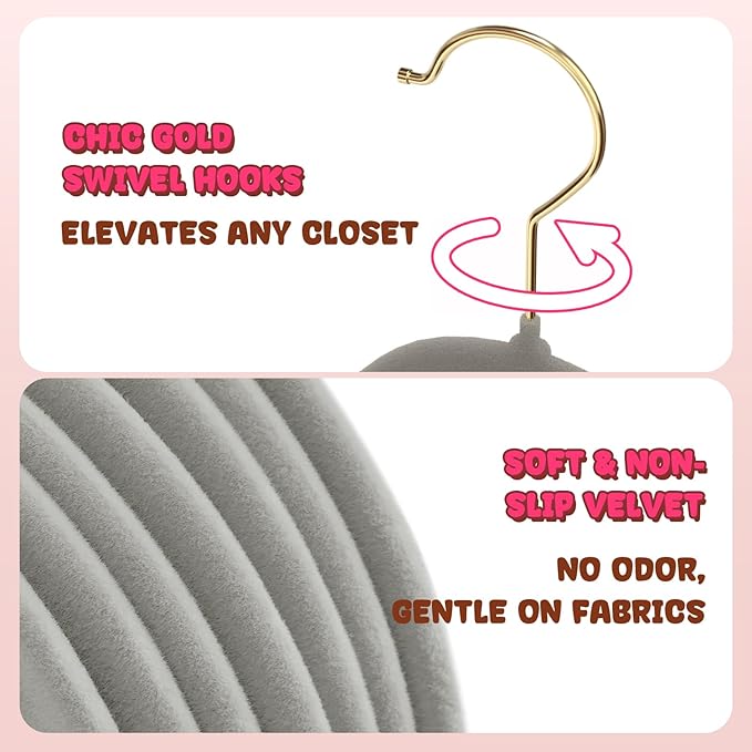 Korpai 50 Pack Baby Velvet Hangers 11 Inch, Non-Slip, Ultra Slim,Space-Saving Baby Hangers with 360° Swivel Hook, 7LBS Capacity, Toddler & Baby Romper/Dresses/Shirts/Coats/, Grey