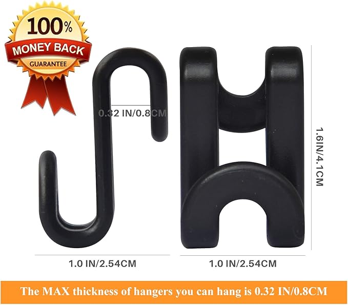 Clothes Hanger Connector Hooks, Mini Cascading Hanger Hooks for Velvet Huggable Hangers, Heavy Duty Space Saving for Closet 60 Pcs Black