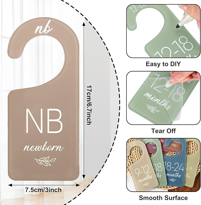 Whaline Acrylic Baby Closet Dividers Boho Hanging Acrylic Infant Clothes Hanger separators Baby Closet Organizers Thicken Baby Wardrobe Organizers for Home Nursery Supplies, 6.7 x 3 Inch, 8Pcs