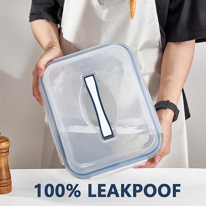 Large Glass Storage Containers with Lids 201oz Extra Large Big Airtight Glass Food Storage Containers for Rotisserie Chicken Watermelon Leftovers Marinade Turkey, BPA Free, Dishwasher Safe