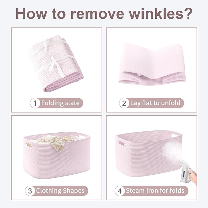 72L Large Baby Girls Laundry Basket for Nursery Storage,Cute Woven cotton Rope Baskets for Kids Toy，Gifts, Boho Square Wicker Blanket hamper for Living Room,Bedroom Dirty Clothes,Pink