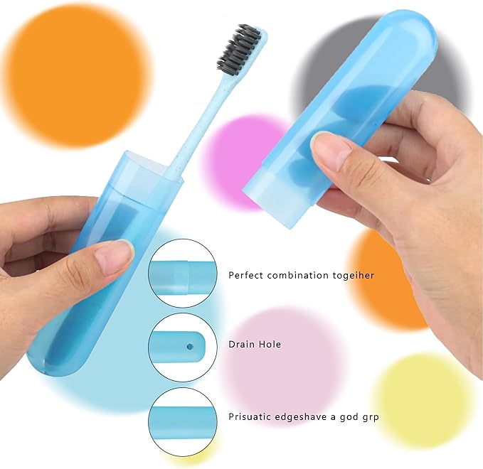 Toothbrush Travel Case 32 Pcs, Portable Travel Toothbrush Holder 7 Colors Transparent Frosted Plastic Toothbrush Protector Cover, Classroom Pencil Case