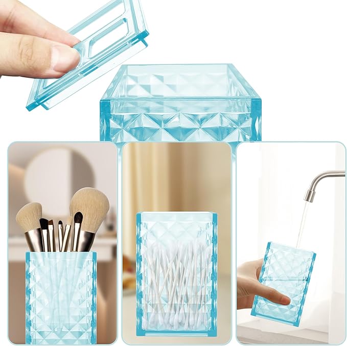 2PCS Cyan Bathroom Accessories. Contain Soap Dispenser and Toothbrush Holder Set. Boho Bathroom Set for Blue Bathroom Décor