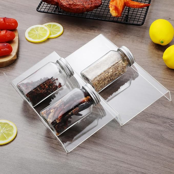 DECHOUS Spice Drawer Organizer: 4 Tier Expandable Clear Acrylic Spice Rack Organizer for Cabinet and Kitchen Drawer Insert - Seasoning Organizing Rack for Storage - 9" to 18" Adjustable