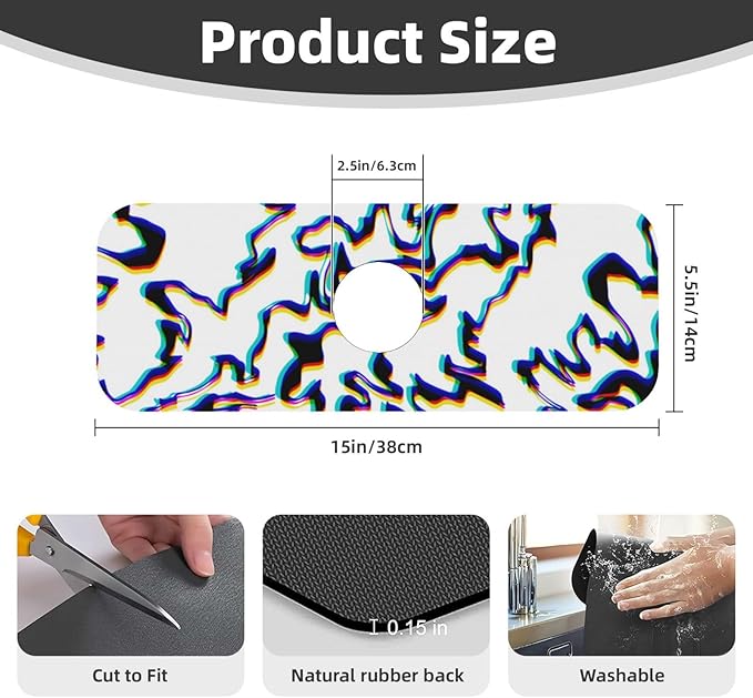 Faucet Draining Mat For Kitchen Sink, Black Line Phantom Diatom Mud Absorbent Drain Pad For Bathroom Kitchen Sink Splash Guard Drying Mat