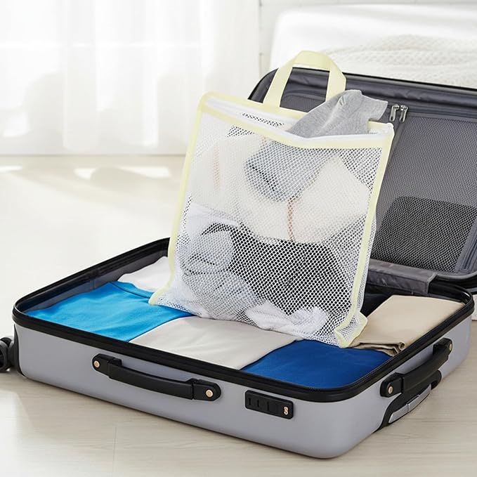 2 Pcs Hanging Laundry Bag Small Mesh Laundry Bag for Washing Machine Wash Bags for Clothes Delicates Lingerie Socks with Zipper, 12.99 X 11.42in