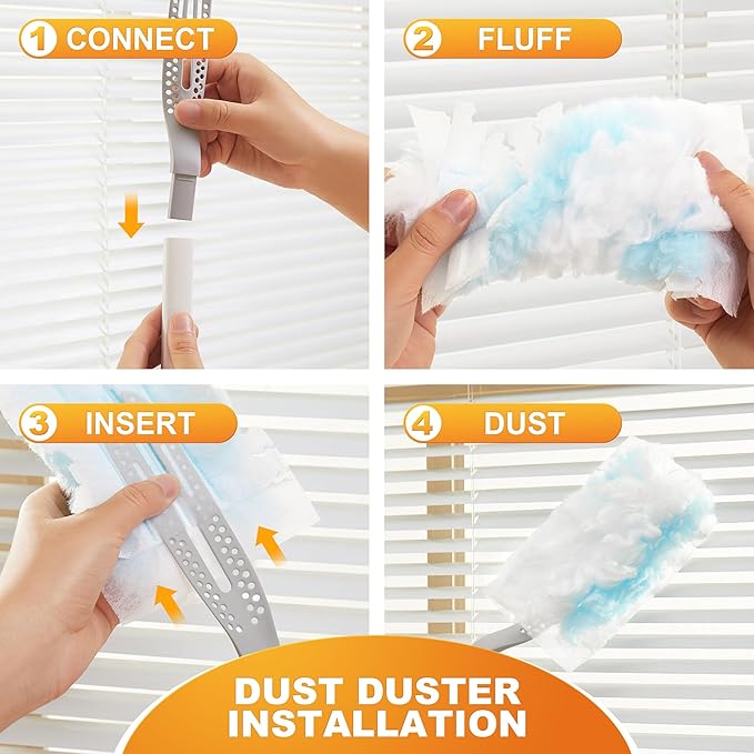 JOYMOOP Disposable Dusters for Cleaning, Heavy Duty Refills, Multi-Surface Dusting Brush for Pet Hair and Home Cleaning - Blue