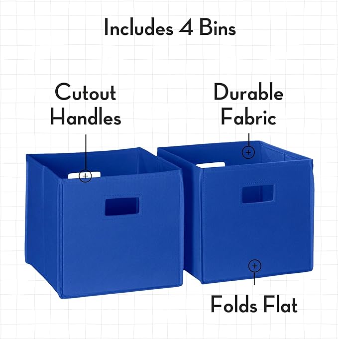 RiverRidge Folding Storage Bins with Handles Blue Cube Storage Organizer for Closet, Bedroom & Playroom - Closet Organizers and Storage Set of 4