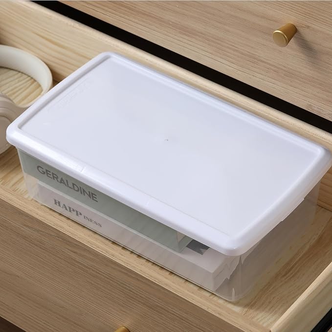 novelinks 6 Quart Clear Plastic Storage Bins with White Lids Stackable Box Craft Storage Organizing Container Sensory Bin,8 Pack