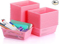 Sherr 36 Pack Classroom Storage Basket Small Plastic Basket for Organizing Crayon Pencil Container Storage Bin Tray Holder for Paper Shelf Back to School Office Supply 6.1" l x 4.3" w x 2.4" h(Pink)