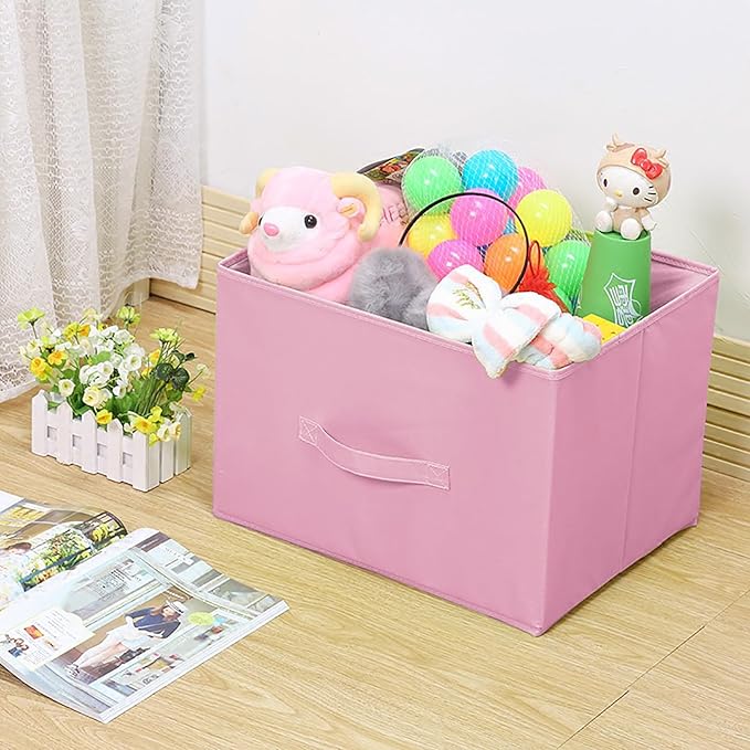 Storage bins collapsible storage bins,cube storage organizer （Pack of 3） 10.5 * 10.5 * 11 inch,For home and office Collapsible Closet Shelf Organizers, Drawer Organizers(Pink)