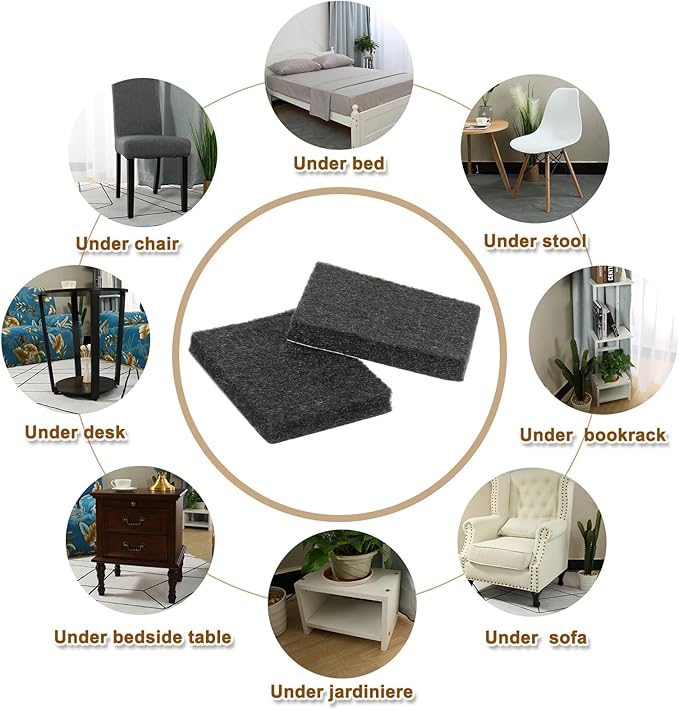 uxcell Felt Furniture Pads, 48Pcs 1.57" x 1.1" Adhesive Backed Felt Non-Slip Anti-Scratch Chair Leg Protectors for Protecting Hardwood Floor, Black
