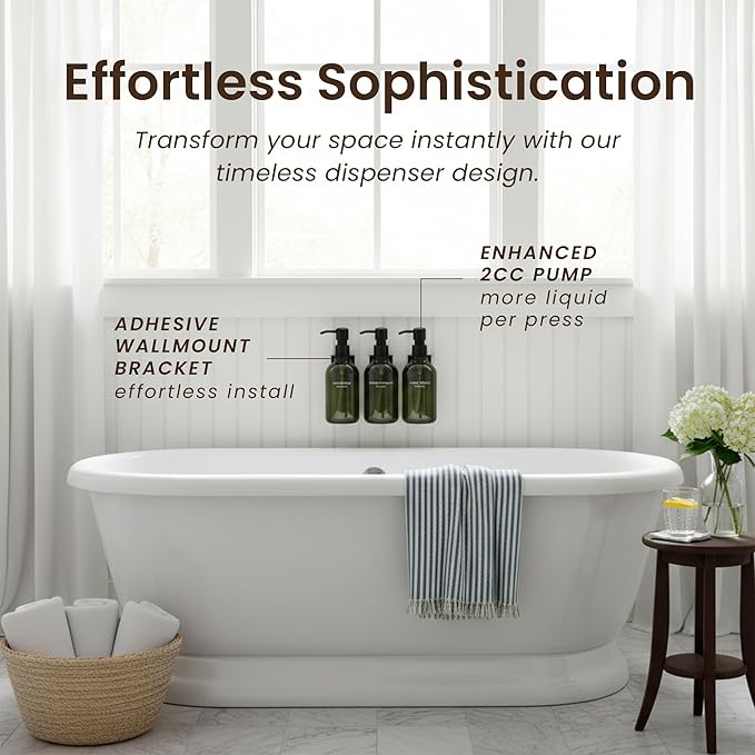 MaisoNovo Shampoo and Conditioner Dispenser - Shower Soap Dispenser Wall Mounted - 16.9 fl oz Set of 3 Green Plastic Bottles Black Plastic Pump - Shampoo Dispenser, Shower Dispenser