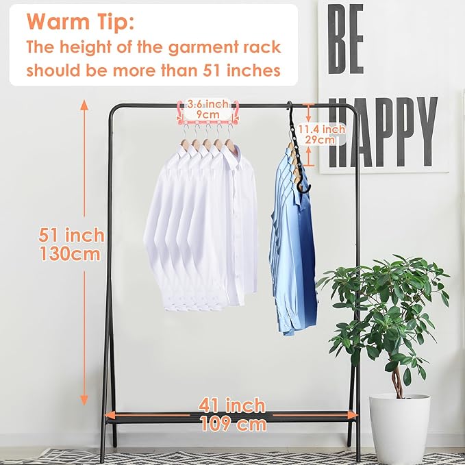 College Dorm Room Essentials, Magic Hangers Space Saving Clothes Hanger, Closet Organizers and Storage for 30 Heavy Clothes, Smart Space Saver Sturdy Plastic Hangers with 360° Rotating Hooks, 6 Pack