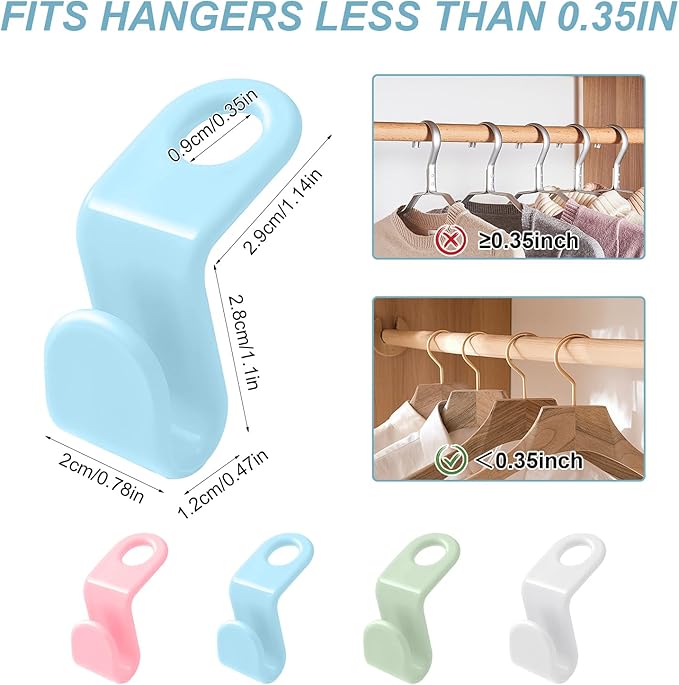 50 PCS Space Saving Hanger - Clothes Connector Hooks, Stacking Space Saver, Plastic Closet Organizers and Storage Extender for Heavy Duty Cascading Connection (White)