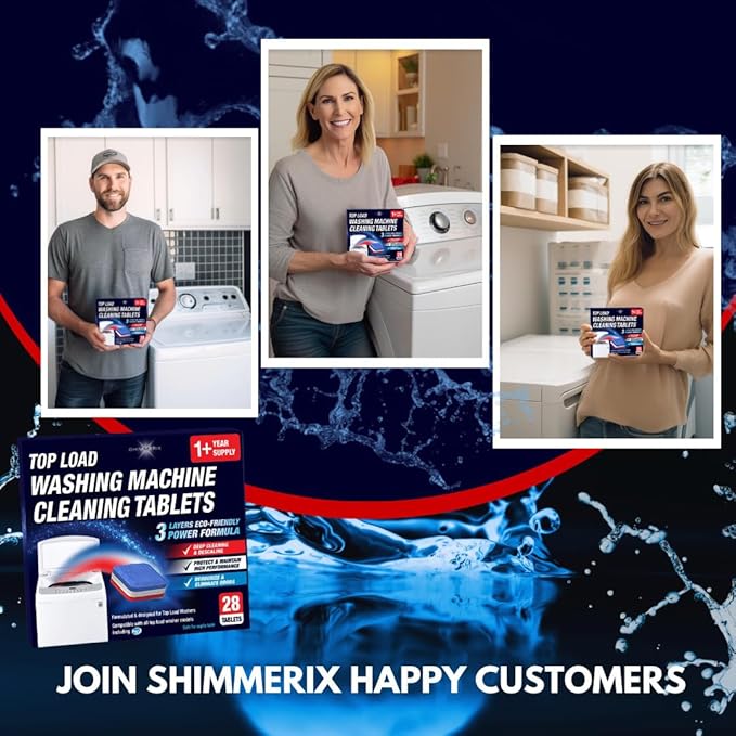 Washing Machine Cleaner Tablets 14 Pack for HE Top Load - Eco Friendly Washer Machine Cleaning Tablets - 3 Layers Septic Safe Wash Machine Full Deodorizer Descaler Protector - 1 Plus Year Supply