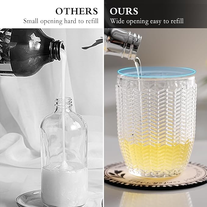 Foaming Hand Soap Dispenser, Glass Foam or Lotion Dispenser for Kitchen & Bathroom Refillable Liquid Soap with Large Silver Pump(Barrel Pattern-Clear)