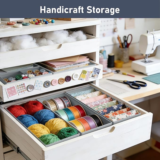 DIMJ Drawer Organizer Clothes, 12 Pack Dresser Organizer, Foldable Closet Organization and Storage Dividers, Fabric Dresser Drawer Organizers for Underwears, Nursery, Baby Clothes, Socks, Tie (Grey)