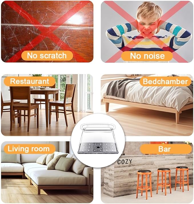 32 Pcs Rectangle Chair Leg Floor Protectors for Hardwood - Silicone Felt Furniture Pads, Scratch/Noise Reducing Covers, Small (Fits Perimeter 3-3/4" to 4-7/8")
