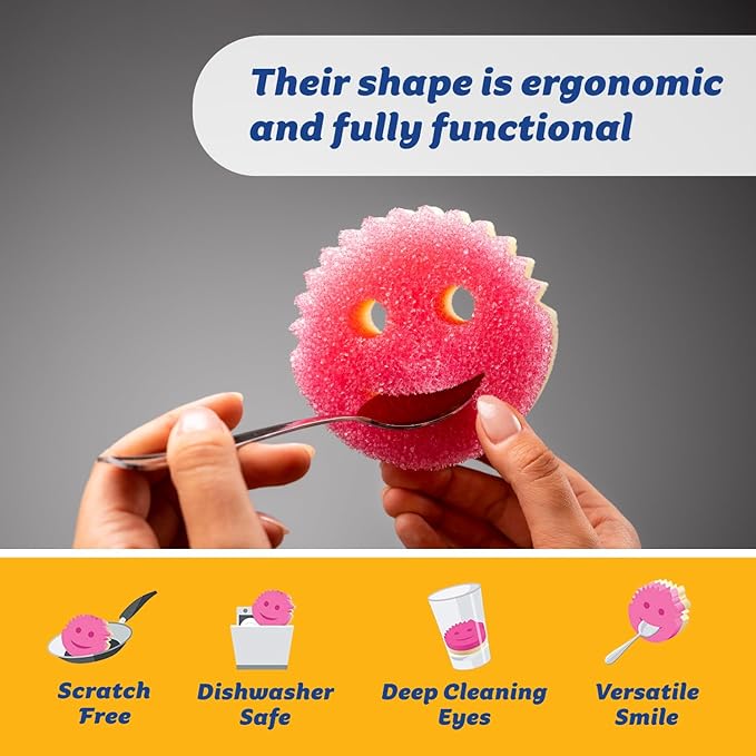 Scrub Daddy Scrub Mommy Sponges - Dish Scrubber + Non-Scratch Cleaning Sponges Kitchen, Bathroom + Multi-Surface Safe - Stain + Odor Resistant Dual-Sided Dish Sponges for Scrubbing (3 Count)