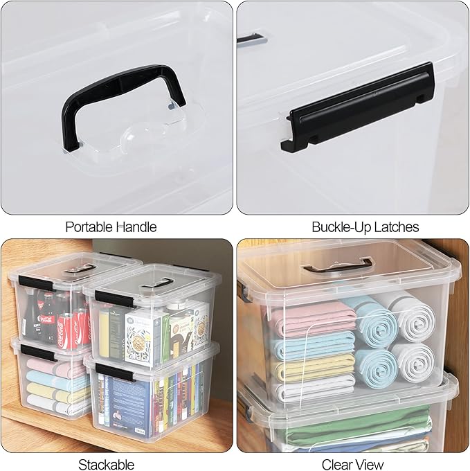 Haodehen 18 Quart Plastic Storage Bins with Lid, 4 Packs Clear Latching Storage Box